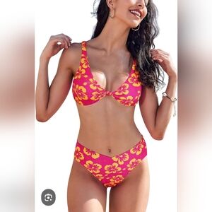 Floral Pink and Yellow Bikini Set